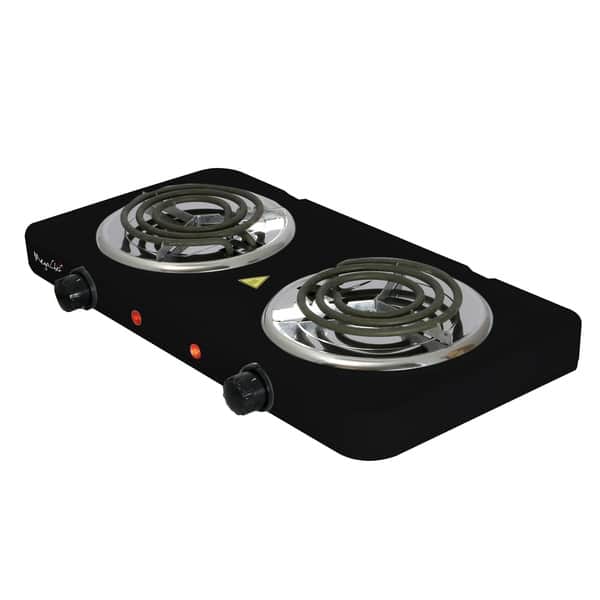 MegaChef Portable Dual Electric Coil Cooktop in Black - Overstock - 29870235