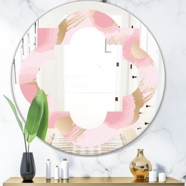 Designart 'Abstract Flower Design IX' Cottage Round or Oval Wall Mirror - Quatrefoil