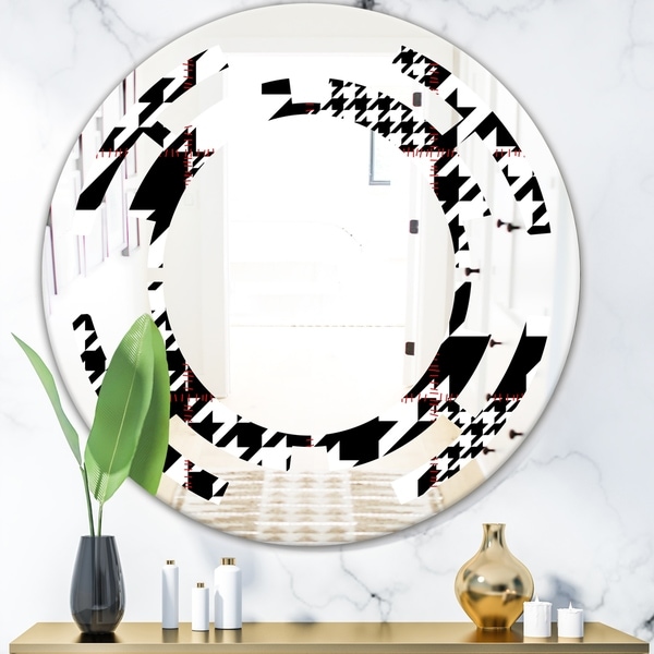 Designart 'Classic Houndstooth Pattern' Modern Round or Oval Wall Mirror - Space