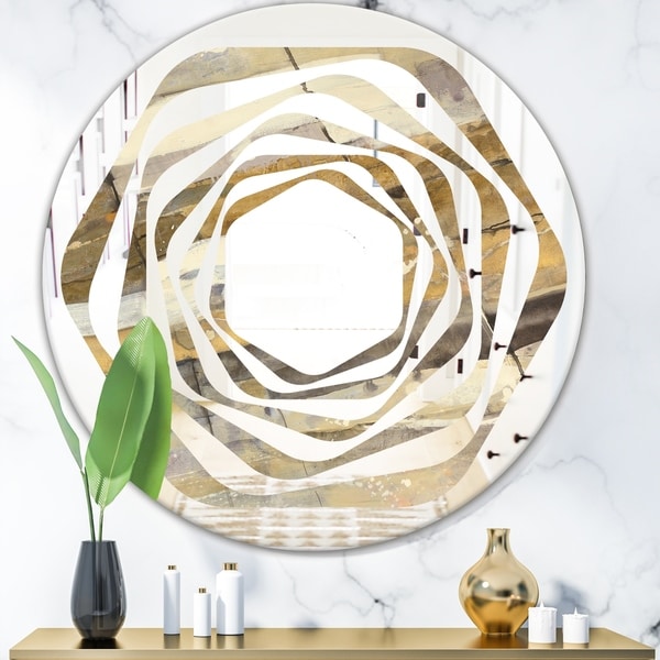 Designart 'Fire and Ice Minerals V' Modern Round or Oval Wall Mirror - Whirl