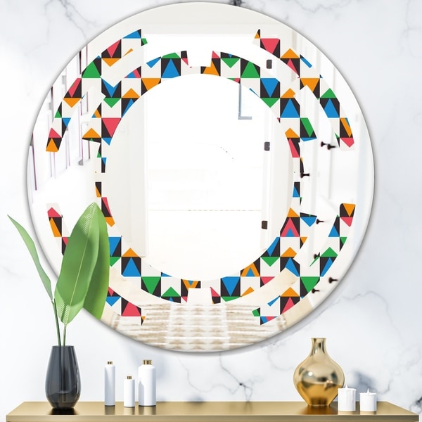 Designart 'Retro Ornamental Design II' Modern Round or Oval Wall Mirror - Space