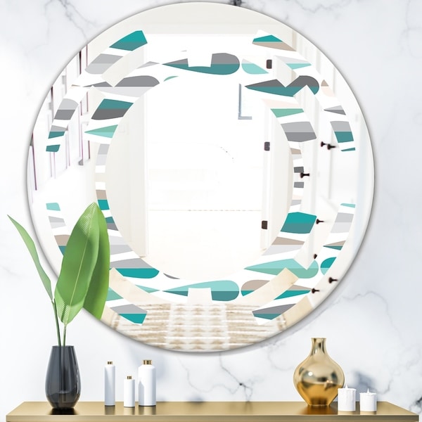 Designart 'Retro Abstract Drops III' Modern Round or Oval Wall Mirror - Space