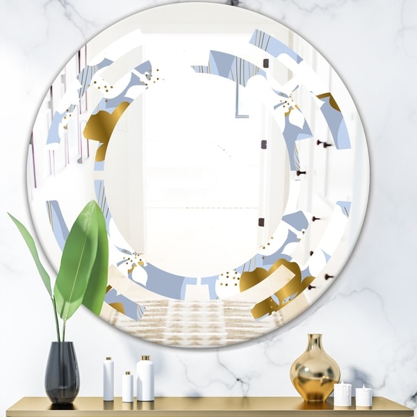 Designart 'Orchid blossom color pattern' Modern Round or Oval Wall Mirror - Space