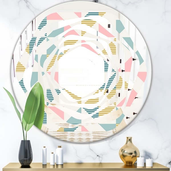 Designart 'Diamond Retro XI' Modern Round or Oval Wall Mirror - Whirl