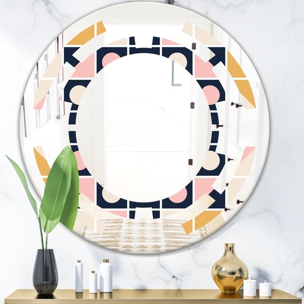Designart 'Geometrical Retro Design I' Modern Round or Oval Wall Mirror - Space