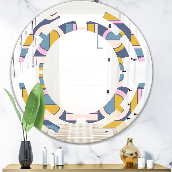 Designart 'Retro Circular Design I' Modern Round or Oval Wall Mirror - Space