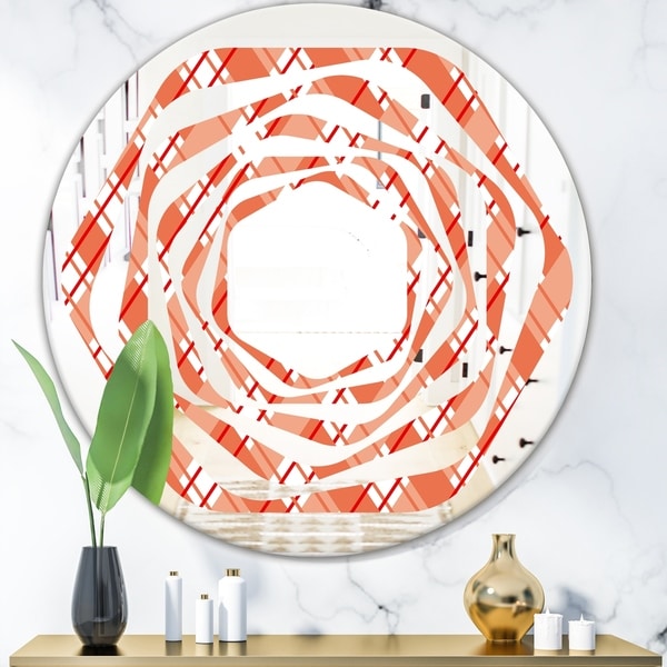 Designart 'Retro Checkered Pattern I' Modern Round or Oval Wall Mirror - Whirl