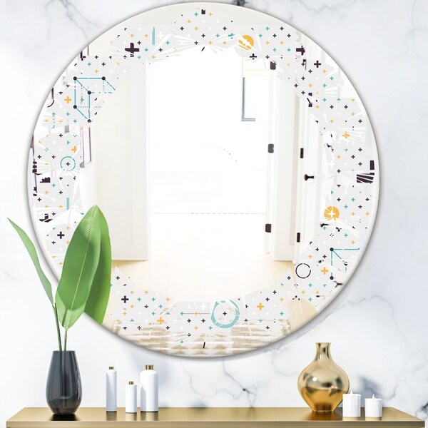 Designart 'Minimalistic Geometric Elements' Modern Round or Oval Wall Mirror - Leaves