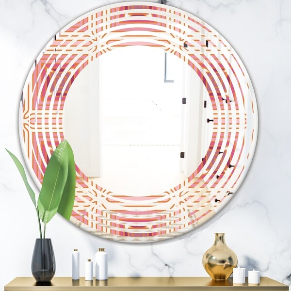 Designart 'Geometric Retro Design II' Modern Round or Oval Wall Mirror - Wave