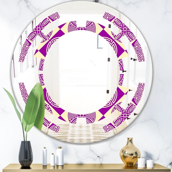 Designart 'Retro Abstract Pattern Design I' Modern Round or Oval Wall Mirror - Space