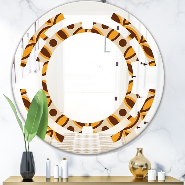 Designart 'Retro Ornamental Design V' Modern Round or Oval Wall Mirror - Space