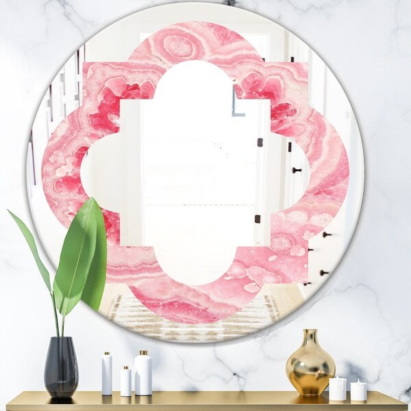 Designart 'Quartz texture' Modern Round or Oval Wall Mirror - Quatrefoil
