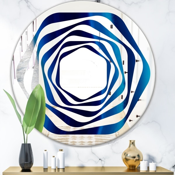Designart 'Crystal Stones' Modern Round or Oval Wall Mirror - Whirl