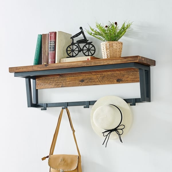 Carbon Loft Ciaravino 40-inch Rustic Wood Coat Hook with Shelf