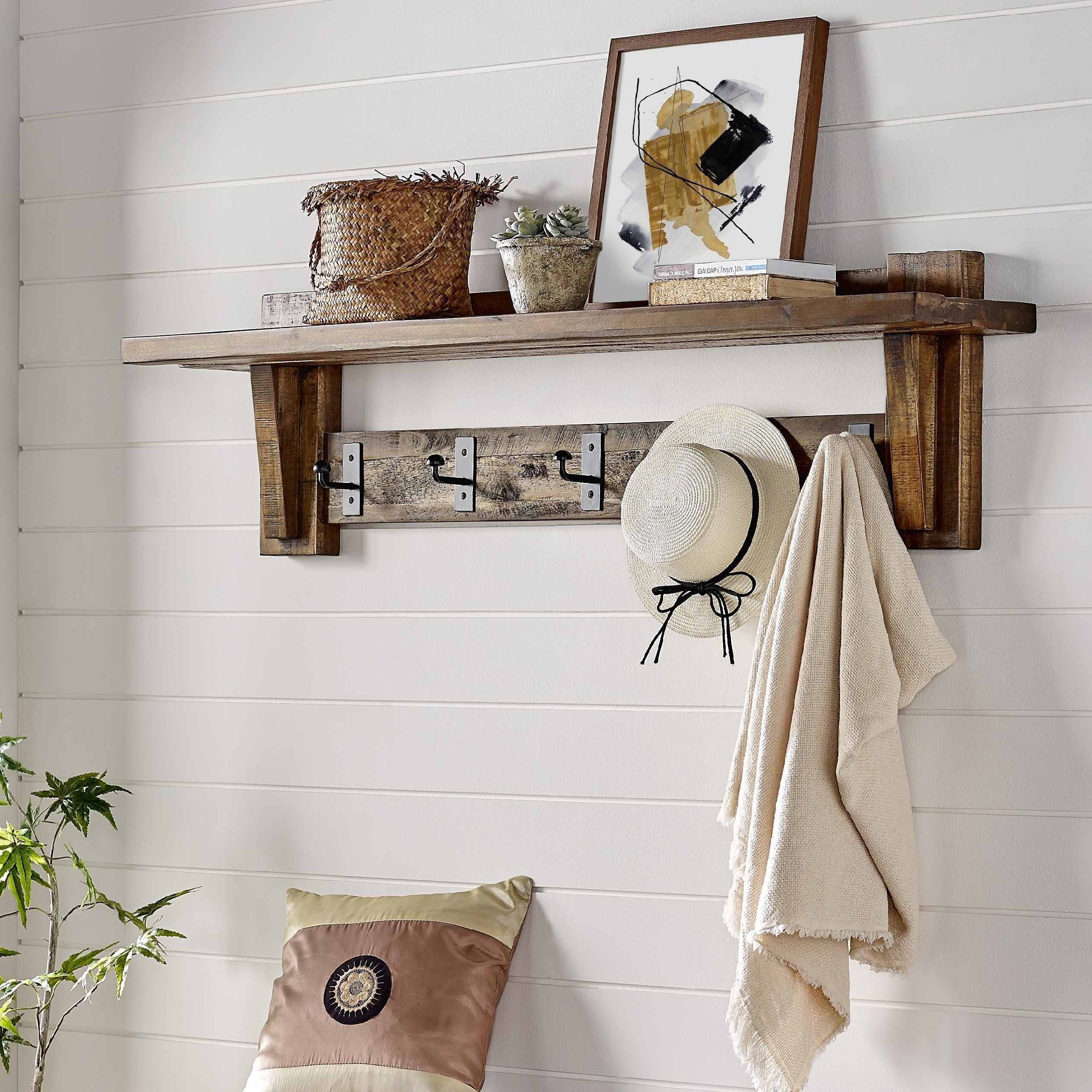 Carbon Loft Bahamondes 60-inch Wood Coat Hook Entryway Shelf - Bed