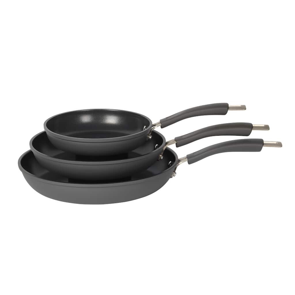 Epicurious 3Pc Hard Anodized Fry Pan Set Dark Charcoal