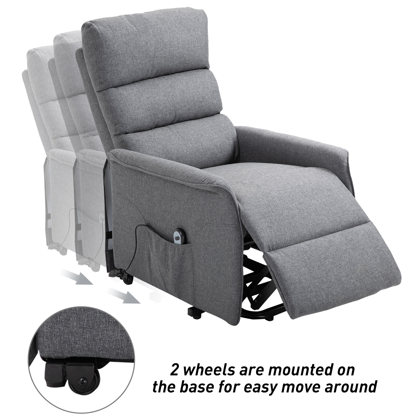 homcom power lift assist recliner chair with wheels and remote