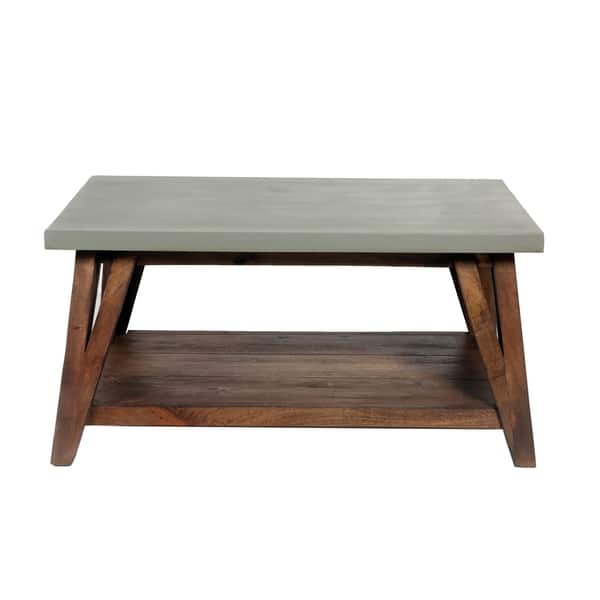 Carbon Loft Omer 40 Inch Concrete Coated Wood Entryway Bench Concrete Coated Wood Entryway Bench