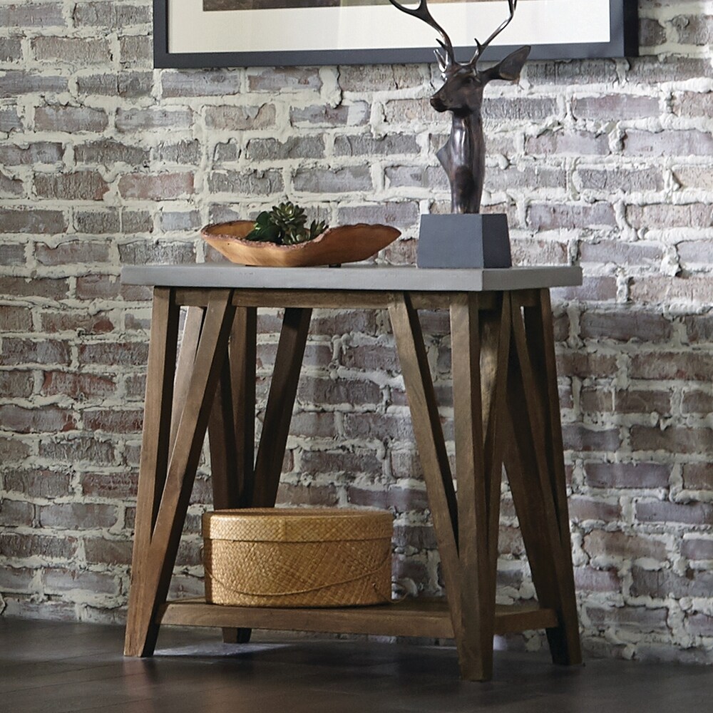 Carbon Loft Omer 30-inch Concrete Coated-Top Wood Console Table (Shelf/Storage)