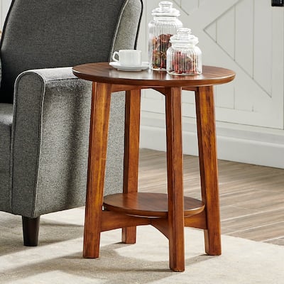 Carson Carrington Yttertanger Warm Chestnut Mid-century Modern Wood End Table