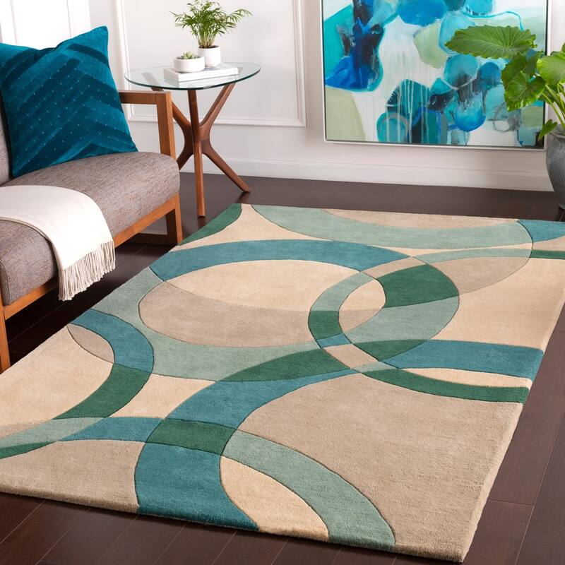 Mayflower Handmade Modern Circles Wool Area Rug