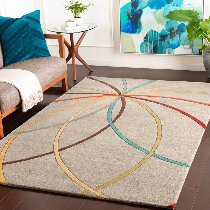 Chamba Handmade Transitional Wool Area Rug - 5' x 8' - Camel Multi