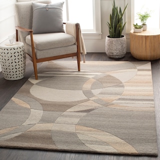 Mayflower Handmade Modern Circles Wool Area Rug