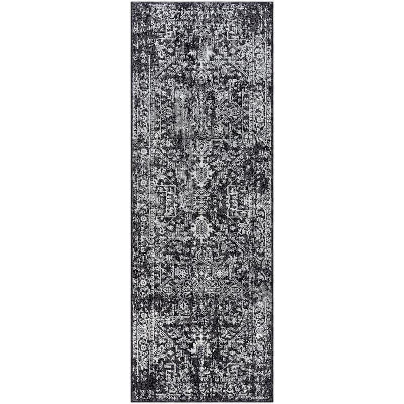 Livabliss Esther Vintage Traditional Area Rug - 2' 7" x 7' 3" - Charcoal