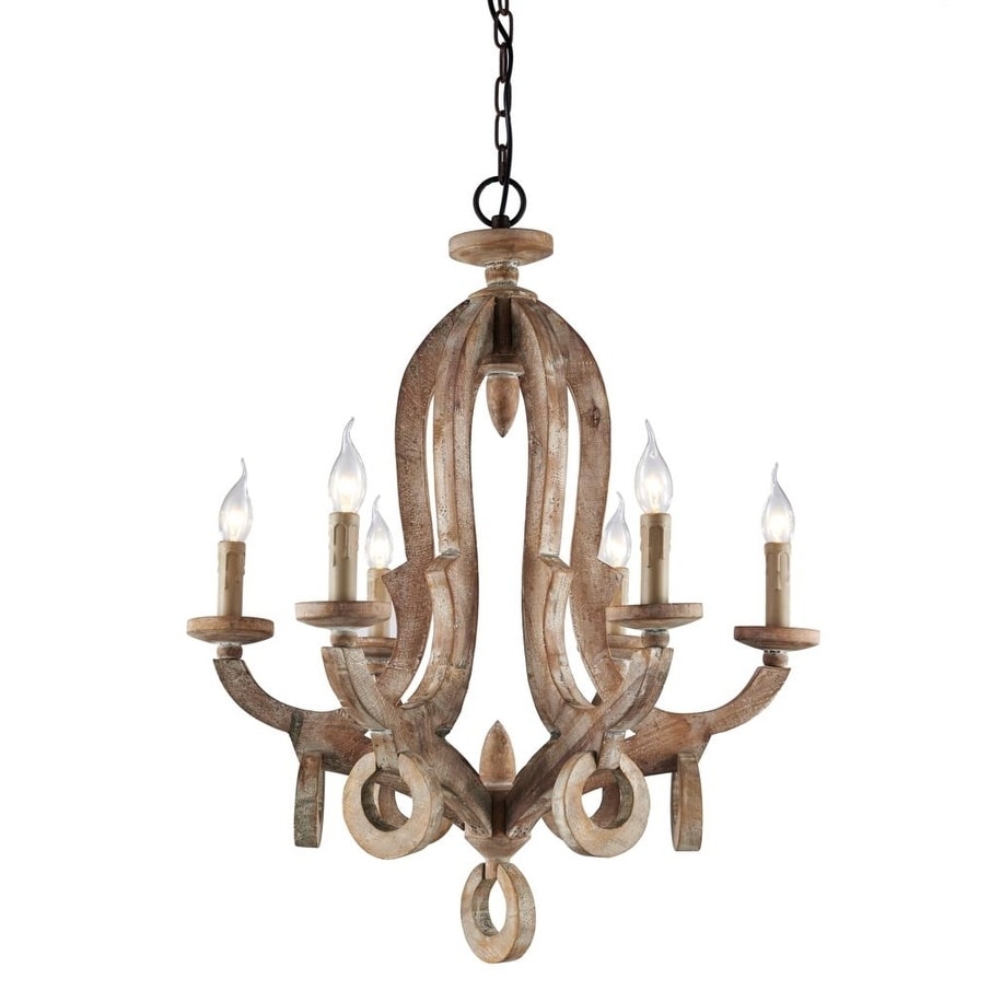 Wooden 6-Light Candle-Style Chandelier - Chandeliers For Bedrooms by Overstock.com