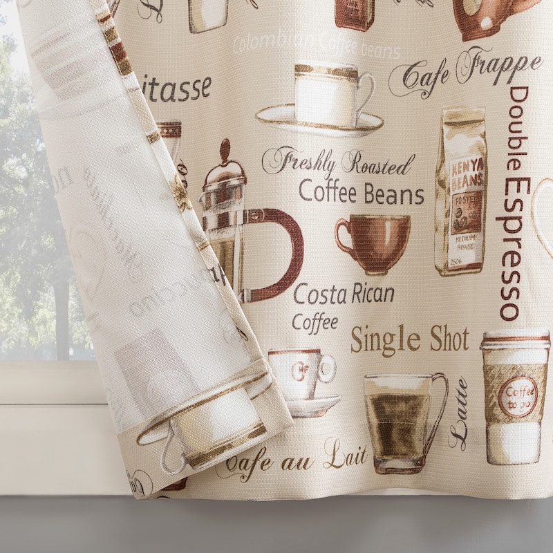 No. 918 Bristol Coffee Shop Semi-Sheer Rod Pocket Kitchen Curtain Valance and Tiers Set