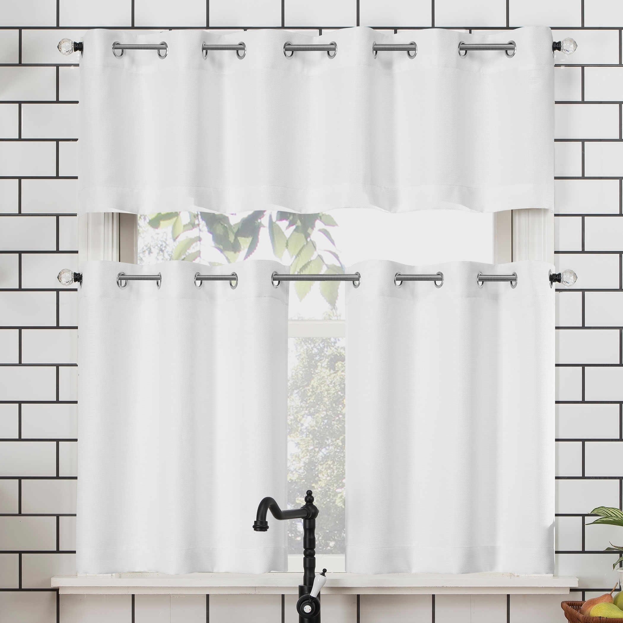 Grey/_ 74x60cm Stripe Half Curtain Bathroom Semi Sheer Privacy Valance