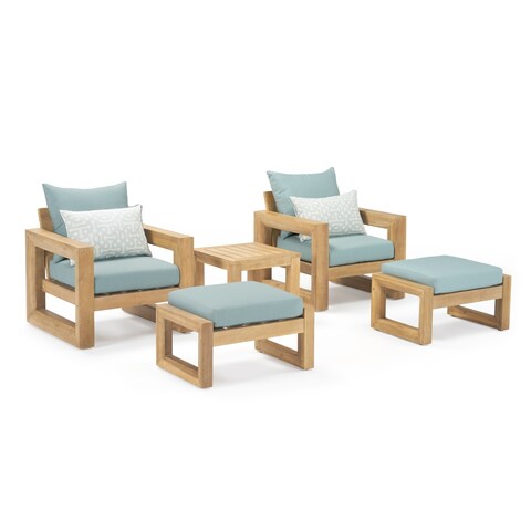 Benson 5pc Club Chair & Ottoman Set in Spa Blue by RST Brands