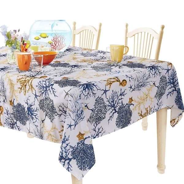 Polyester Spillproof Rectangle Tablecloth 60" X 104" Blue Tree