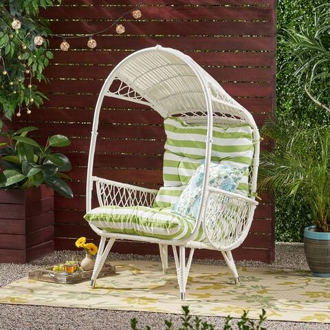 Malia Outdoor Standing Wicker Basket Chair with Cushion by Christopher Knight Home