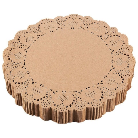 250 Paper Doilies Round Lace Placemats for Weddings Party Decoration Brown 12"
