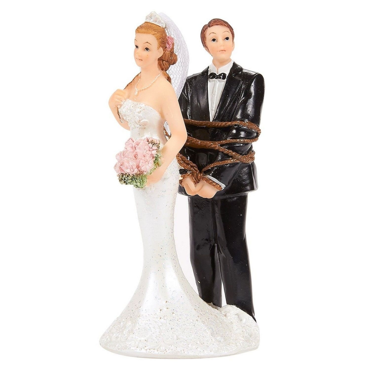 Wedding Cake Topper - Bride Tied up Groom Funny Figures, 2.6 x 4.6 x 2.3" - On Sale - Bed Bath & Beyond - 29875326