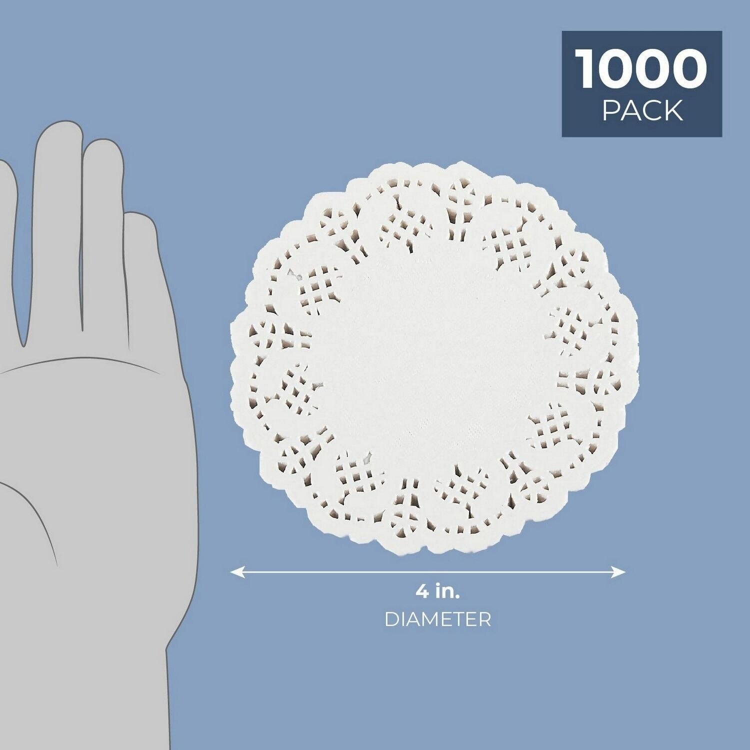 Juvale 1000-Pack White 4 Inch Paper Lace Doilies for Desserts