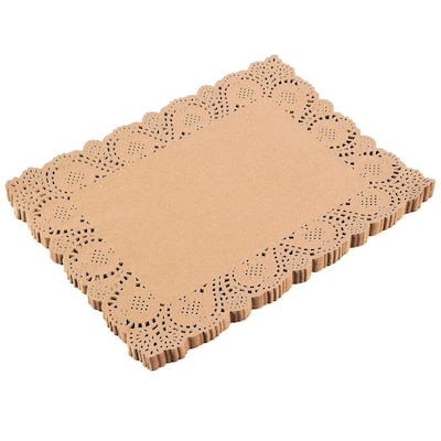 100-Pack Lace Paper Doilies Paper Placemat for Tableware Décor Brown 15.5 x 11.7