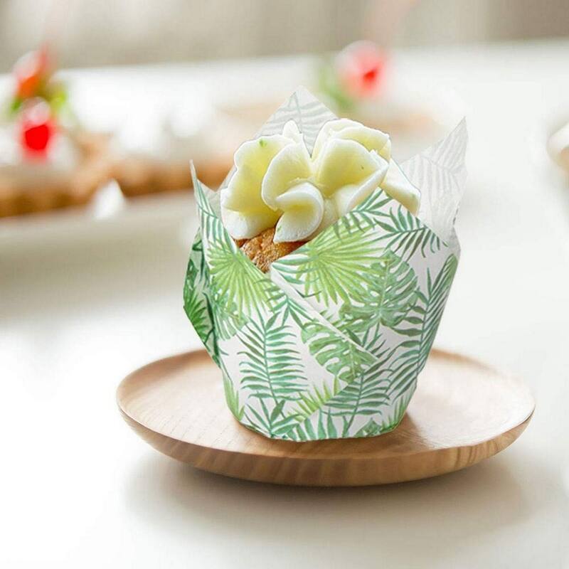100-Pack Cupcake Muffin Liners Baking Cups for Weddings Baby Showers, Palm Leaf