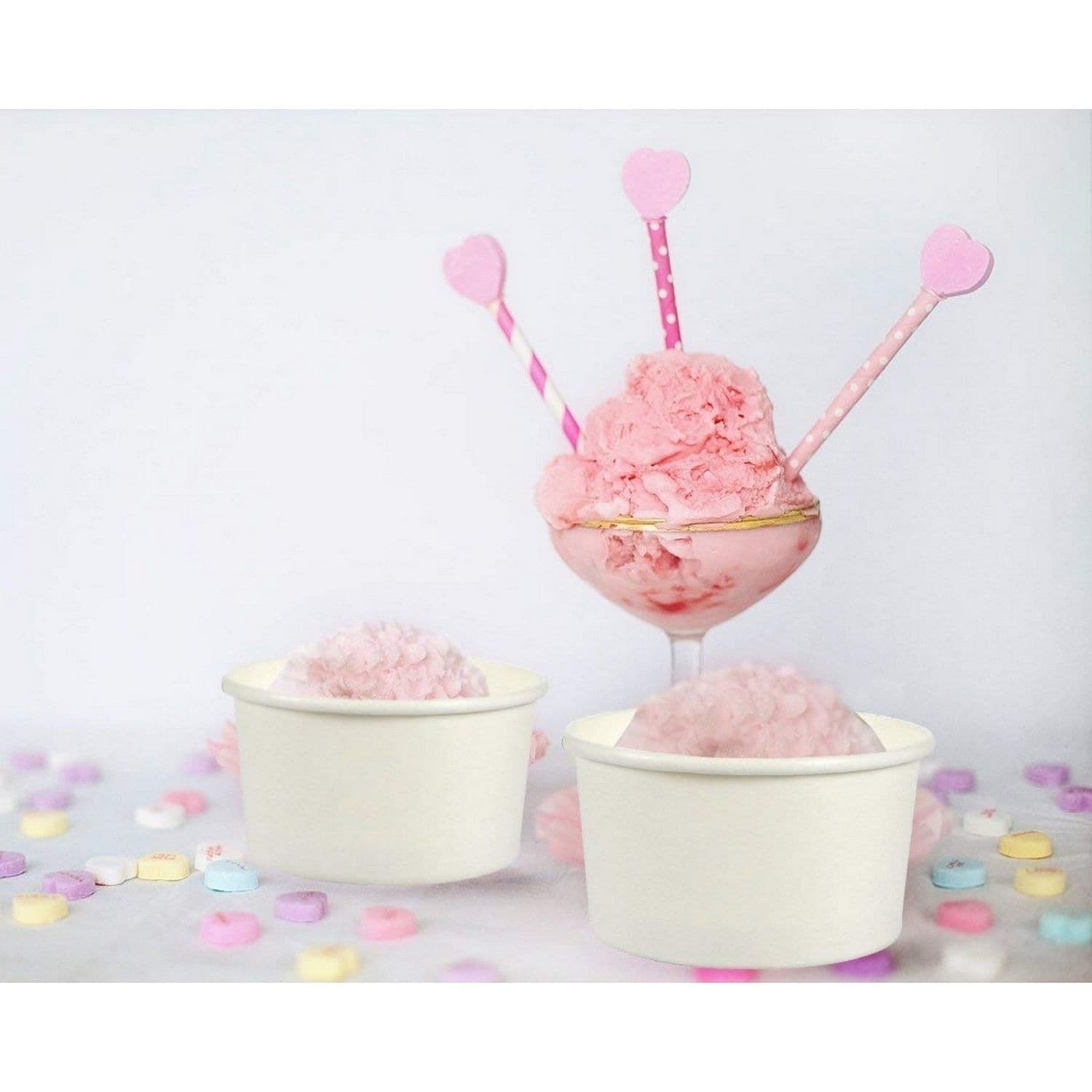 Ice Cream Sundae Cups 100-Piece Disposable Paper Dessert Ice Cream