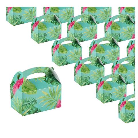 24-Pack Paper Party Treat Boxes, Tropical Floral Design, 6 x 3.3 x 3.6 Inches