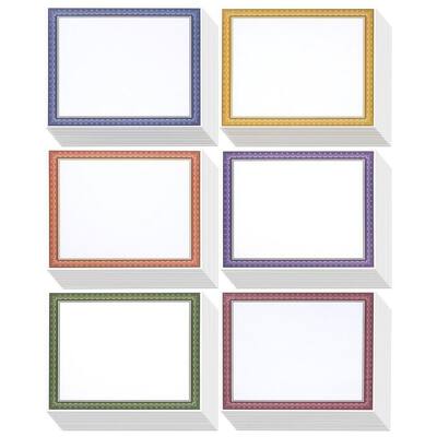 96 Pack Certificate Papers - 6 Different Assorted Colors Award Certificate Paper