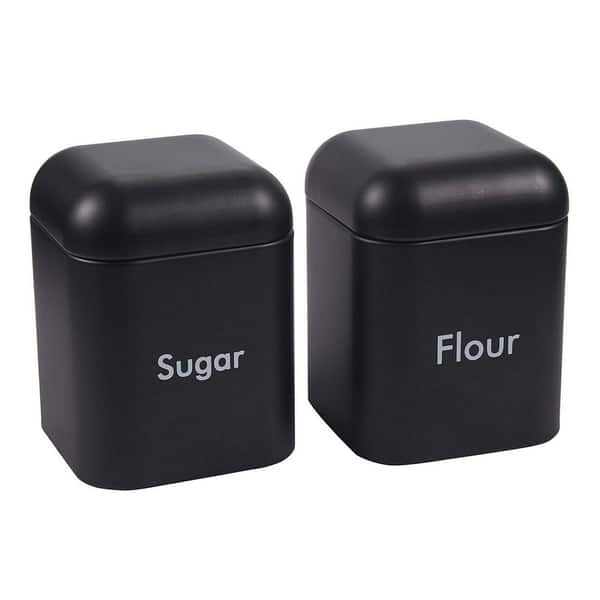 2-Piece Stainless Steel Sugar and Flour Storage Container Jar with Lids,  Black - On Sale - Bed Bath & Beyond - 29875820