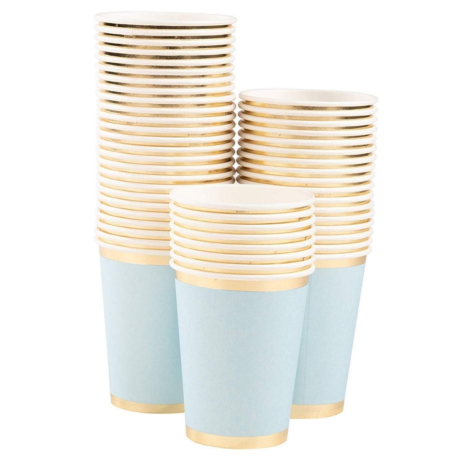  Exquisite Light Blue Paper Cups - 9 oz Disposable
