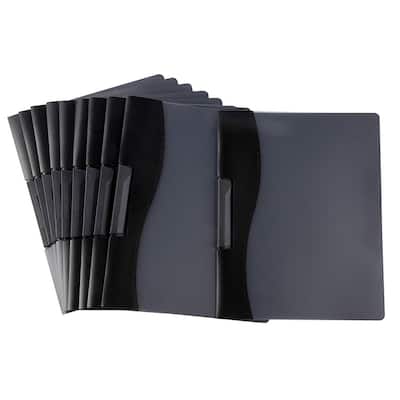 Stockroom Plus 10 Pack Clear Report Covers with Sliding Bar and Clip for Presentation, 9 x 11"