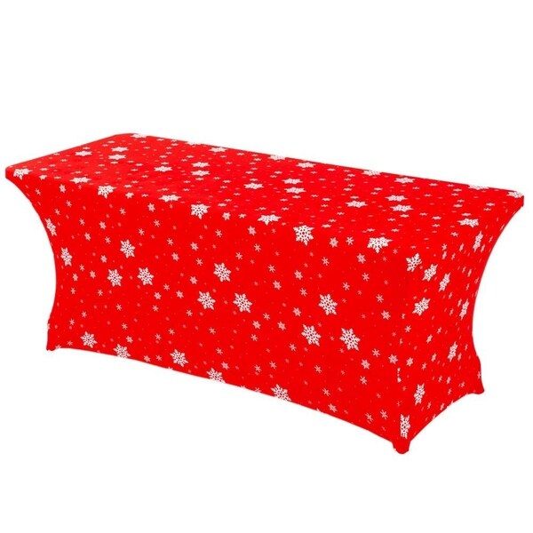 Christmas 6 ft. Rectangular Spandex Print Table Cover Fitted