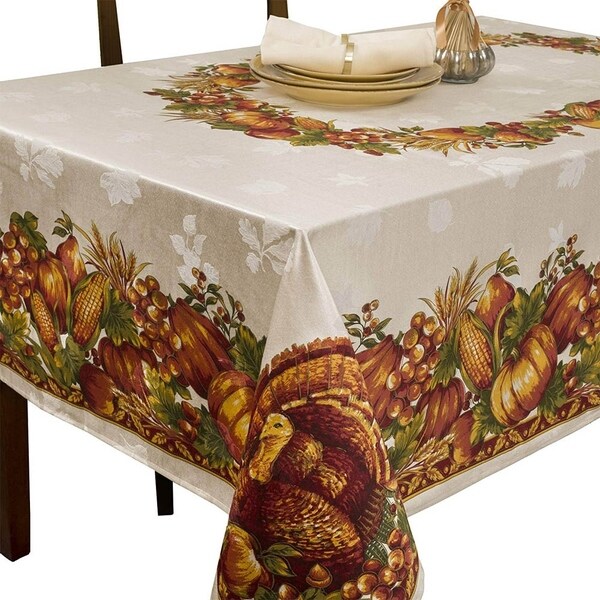 Harvest Splendor Engineered Printed Fabric Tablecloth 60" X 120"