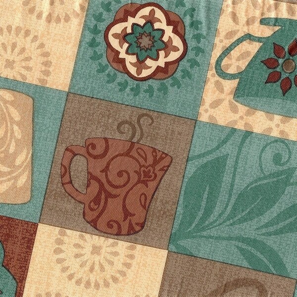 Stitched Edged Flannel Backed Vinyl Drop Tablecloth 54" x 72" Global Coffee