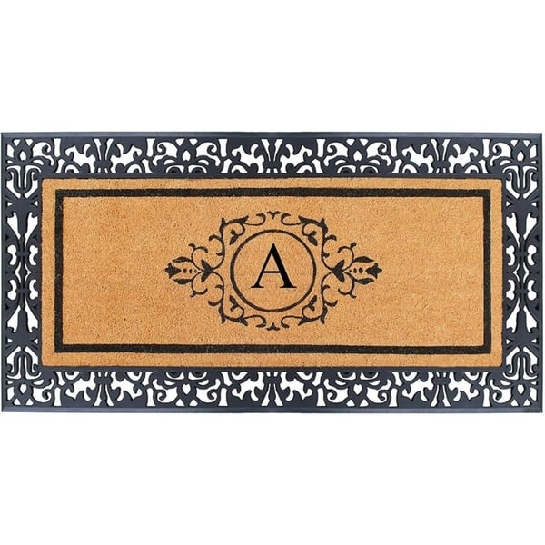 A1hc 100% Pure Rubber Monogrammed Front Door Mat 24 x39 Doormat, Indoor/ Outdoor Use - J