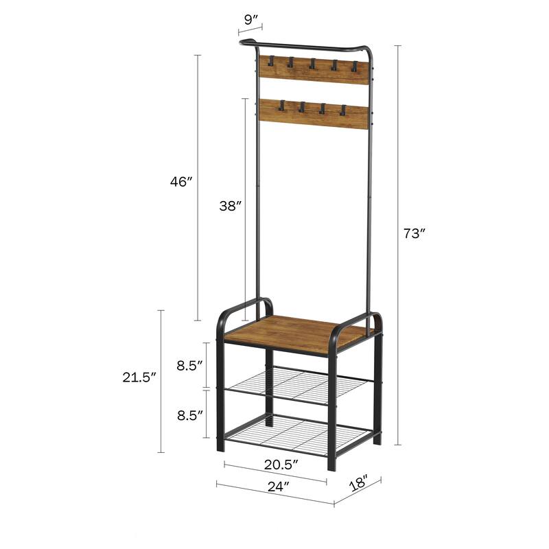 Carbon Loft Bright Entryway Coat Rack with Storage Bench